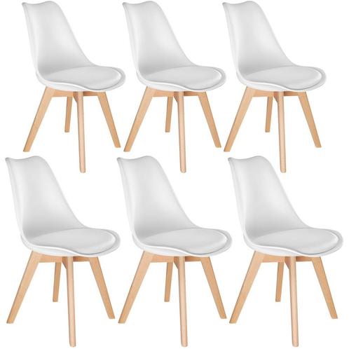 tectake Eetkamerstoelen Frederikke - wit/wit, Set van 6, Huis en Inrichting, Stoelen, Verzenden