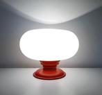 Lampe de table, space age - verre artisanal blanc, base en