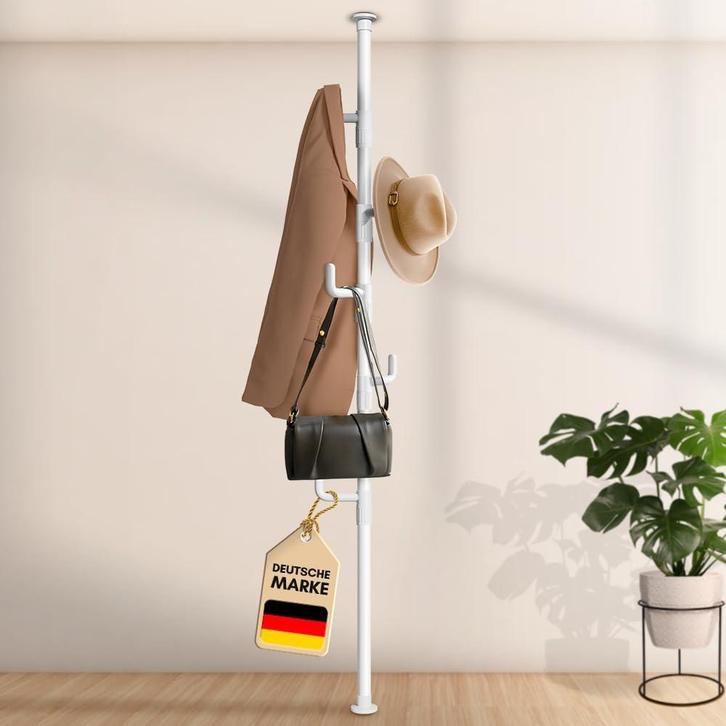 2dekans | LOBUX® - Kapstok uitschuifbaar, 5 haken [wit,, Huis en Inrichting, Woonaccessoires | Kapstokken, Ophalen of Verzenden