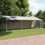 Hondenhok met dak en deur 6x2x2 m gegalvaniseerd staal grijs, Dieren en Toebehoren, Verzenden, Nieuw