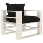 vidaXL Tuinbank met zwarte kussens pallet hout, Tuin en Terras, Verzenden, Nieuw
