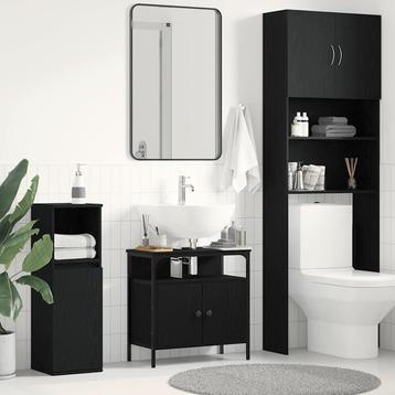 vidaXL Wastafelkast 60x30x60 cm spaanplaat zwart, Huis en Inrichting, Verzenden, Nieuw