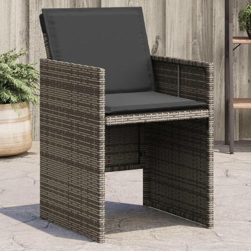 vidaXL Tuinstoelen 4 st met kussens poly rattan grijs, Tuin en Terras, Tuinstoelen, Nieuw, Verzenden