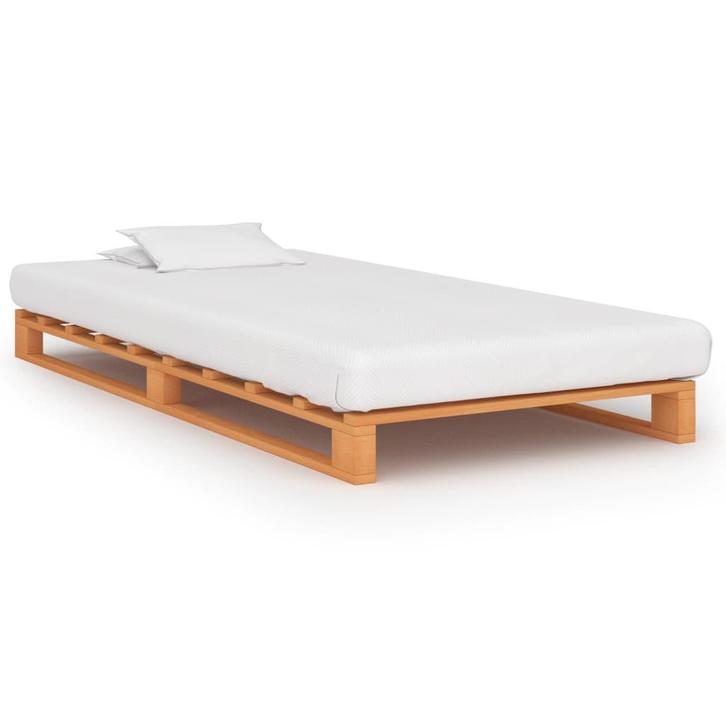 vidaXL Bedframe pallet massief grenenhout bruin 100x200 cm, Huis en Inrichting, Slaapkamer | Bedden, Nieuw, Verzenden