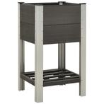 vidaXL Plantenbak verhoogd met schap 50x50x90 cm HKC grijs, Tuin en Terras, Verzenden, Nieuw