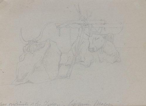 Giovanni Fattori (1825-1908) - Maremma carro con buoi, Antiek en Kunst, Kunst | Schilderijen | Klassiek