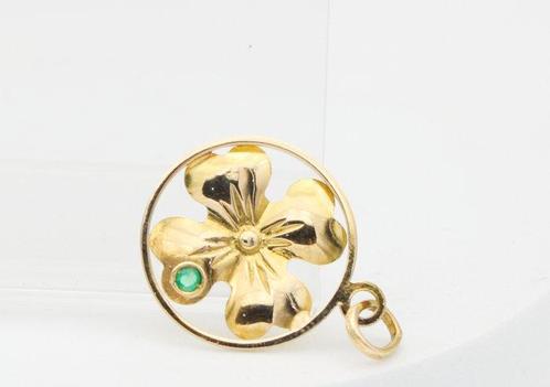 Hanger - 18 karaat Geel goud Smaragd, Handtassen en Accessoires, Antieke sieraden