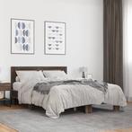 vidaXL Bedframe bewerkt hout metaal bruin eikenkleur 140x200, Huis en Inrichting, Slaapkamer | Bedden, Verzenden, Nieuw