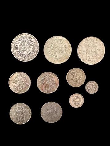 10 pièces de monnaie en argent suédoises (1910–1963) – beschikbaar voor biedingen