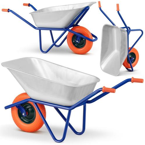 Kruiwagen 140L - verzinkt staal - tot 210 kg – schuimwiel, Tuin en Terras, Kruiwagens, Nieuw, Ophalen of Verzenden