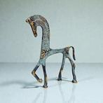 Sculpture, Cheval - 17.5 cm - Laiton doré, Bronze patiné -