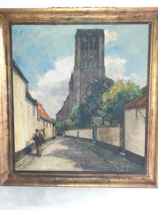 Leo Mechelaere (1880-1964) - Stadszicht Brugge, Antiek en Kunst, Kunst | Schilderijen | Klassiek