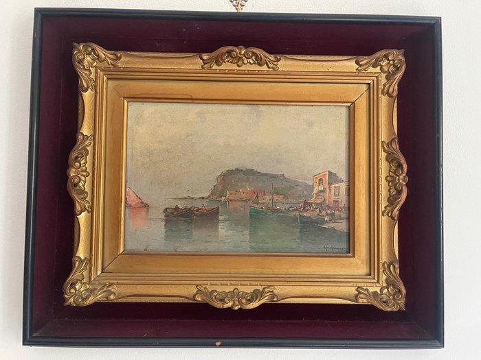 Scuola napoletana (XX) - Veduta del Golfo di Napoli (forse, Antiek en Kunst, Kunst | Schilderijen | Klassiek
