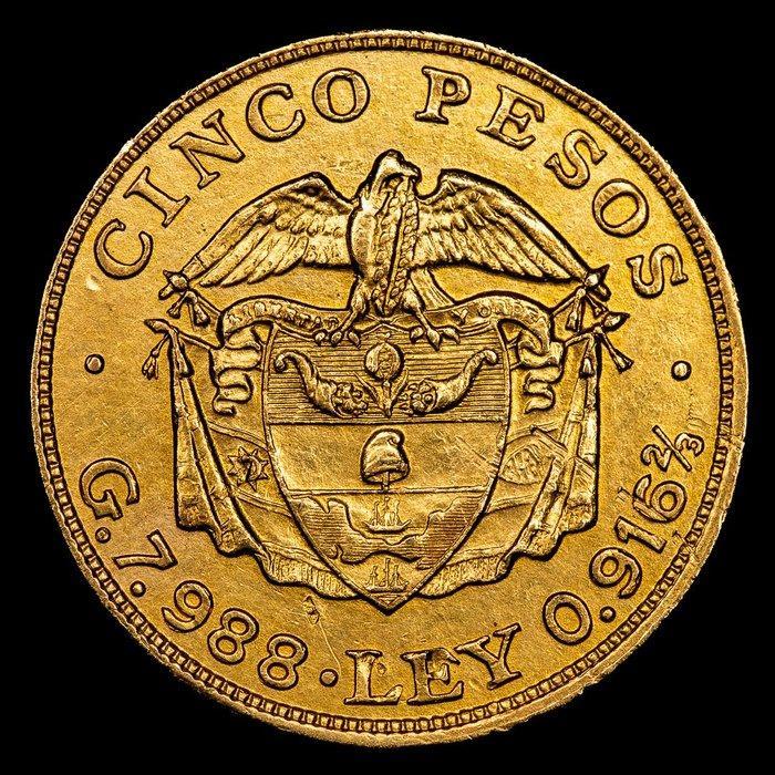 Colombia. 5 Pesos 1919, Timbres & Monnaies, Monnaies | Europe | Monnaies non-euro