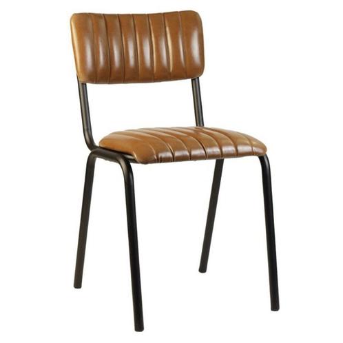 Stoel | Kunstleer/Metaal | Bruin | Zwart Frame | Indoor |, Zakelijke goederen, Horeca | Keukenapparatuur, Nieuw in verpakking