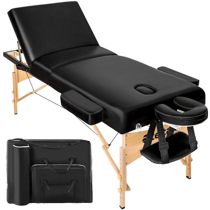 tectake 3-zones massagetafel met 10 cm matras en houten fram, Sport en Fitness, Massageproducten, Verzenden