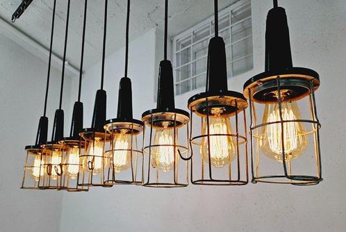 Plafondlamp - Vier vintage industriële bakelieten lampen, Antiek en Kunst, Antiek | Verlichting