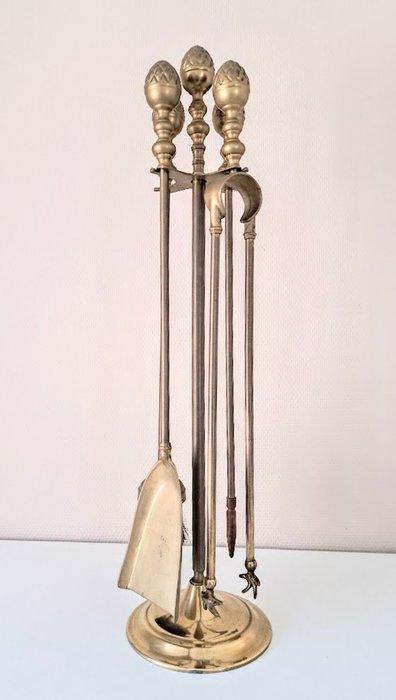 Haardset - Openhaard accessoire - Groot Haardstel - Messing, Antiek en Kunst, Curiosa en Brocante