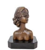 Beeldje - A blindfolded lady - Brons, Marmer