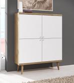 Dressoir Primavera - Wit - Licht eiken - 107 cm - Hoog, Huis en Inrichting, Kasten | Dressoirs, Verzenden, Nieuw, 25 tot 50 cm