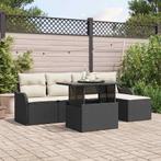 vidaXL Tuinbank Set met kussen met opslag 6 pcs Zwart Poly, Verzenden, Nieuw