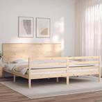 vidaXL Bedframe met hoofdbord massief hout 200x200 cm, Huis en Inrichting, Slaapkamer | Bedden, Verzenden, Nieuw