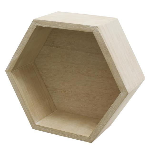 Duraline Wandkubus Zeshoek - Paulownia 15mm - 27x27x12cm, Collections, Collections Autre, Envoi