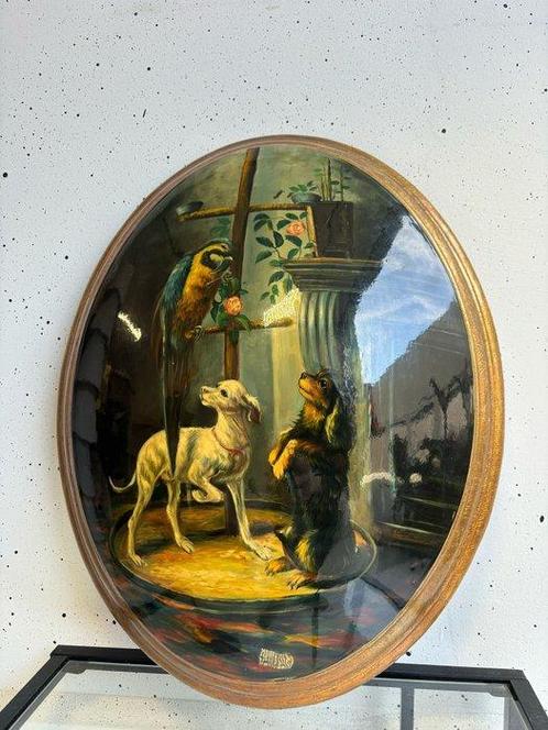 Beeld, Vintage Bolglas Wanddecoratie Plaque – Uniek, Antiek en Kunst, Curiosa en Brocante