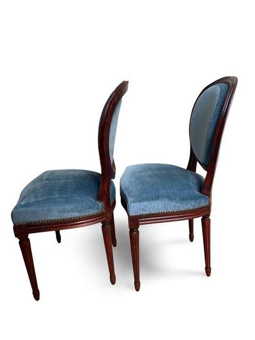 Chaise (2) - Bois, Velours - Chaises Médaillon, Antiek en Kunst, Antiek | Meubels | Stoelen en Sofa's