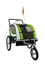 Fietskar kind - buggy - 2-zits - met schokbreker - lime g..., Fietsen en Brommers, Nieuw, 20 tot 40 kg, Ophalen of Verzenden, Kinderkar