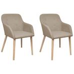 vidaXL Chaises à manger lot de 2 beige tissu et chêne, Verzenden, Neuf