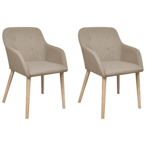 vidaXL Chaises à manger lot de 2 beige tissu et chêne, Maison & Meubles, Chaises, Neuf, Envoi