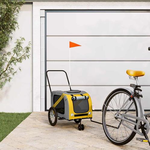 vidaXL Fietskar voor huisdieren, geel en grijs Oxford-stof, Dieren en Toebehoren, Overige Dieren-accessoires, Nieuw, Verzenden