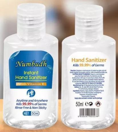 Numbudh Instant Hand Sanitizer - Handgel 75% alcohol, Handtassen en Accessoires, Uiterlijk | Lichaamsverzorging, Nieuw, Verzenden