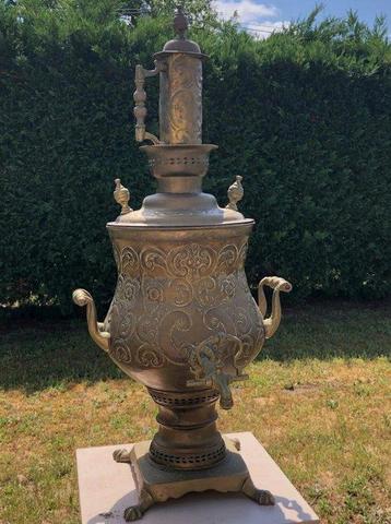 Samovar - Verguld messing - Russische koperen samovar beschikbaar voor biedingen