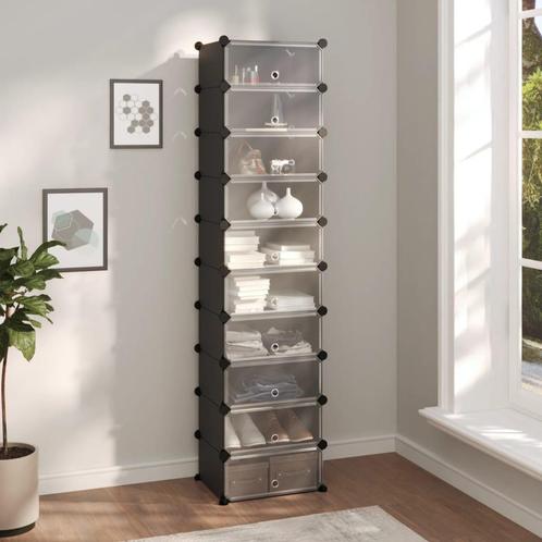 vidaXL Schoenenrek 44x32x174 cm polypropeen zwart, Huis en Inrichting, Kasten | Schoenenkasten, Nieuw, Verzenden