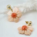 Koraal - Zilver, Verguld - Oorbellen - Schelp en koraal, Antiek en Kunst