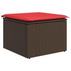 vidaXL Tuinkruk met kussen 55x55x37 cm poly rattan bruin, Verzenden, Nieuw
