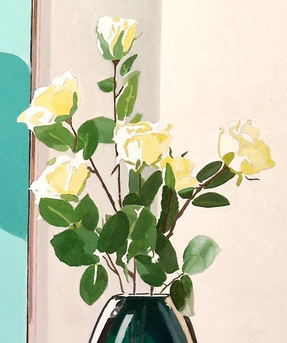 Antonio Perotti - Still Life Vasi in cristallo con fiori, Antiek en Kunst, Kunst | Schilderijen | Modern