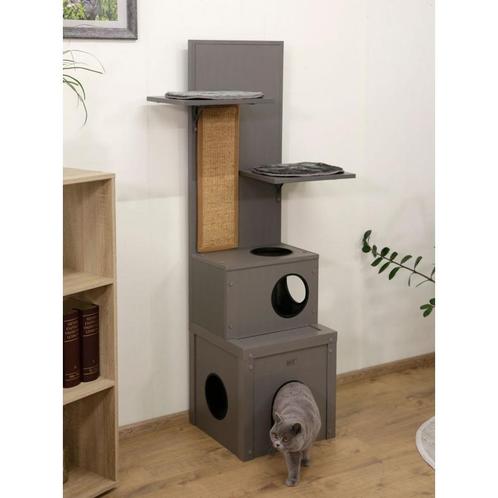 Eco kattenspeelhuis alex, grijs, 42x42x152.5 cm - kerbl, Dieren en Toebehoren, Katten-accessoires, Nieuw
