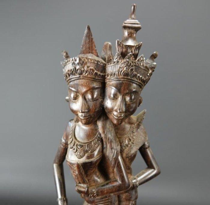 Rama en Sita in coromandel hout gesneden. (34,5 cm) -, Antiek en Kunst, Kunst | Niet-Westerse kunst