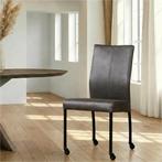 Leren eetkamerstoel Comfort met wieltjes - Vintage Grey, Huis en Inrichting, Nieuw, Leer, Ophalen of Verzenden, Modern