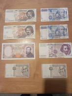 Italië. - 8 banknotes 1962-1994  (Zonder Minimumprijs), Timbres & Monnaies