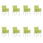 Set van 8 Leren eetkamerstoelen Comfort met armleuning -, Ophalen of Verzenden, Nieuw, Leer, Eén