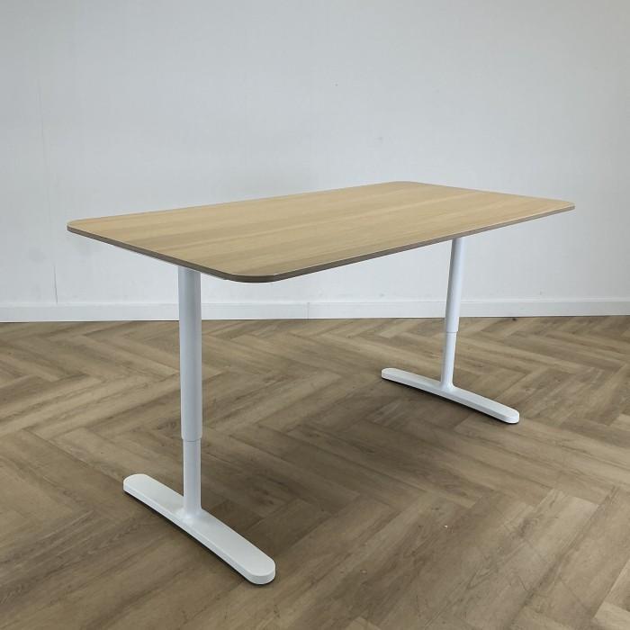 Ikea verstelbaar bureau 160x80 cm, midden eiken - wit, Maison & Meubles, Bureaux, Bureau