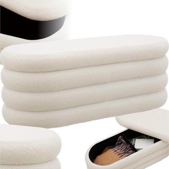 2dekans | tectake® Gestoffeerde bank met opbergruimte –, Maison & Meubles, Canapés | Salons, Enlèvement ou Envoi