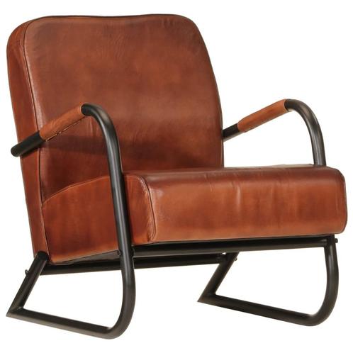 vidaXL Fauteuil echt leer bruin, Huis en Inrichting, Fauteuils, Nieuw, Verzenden