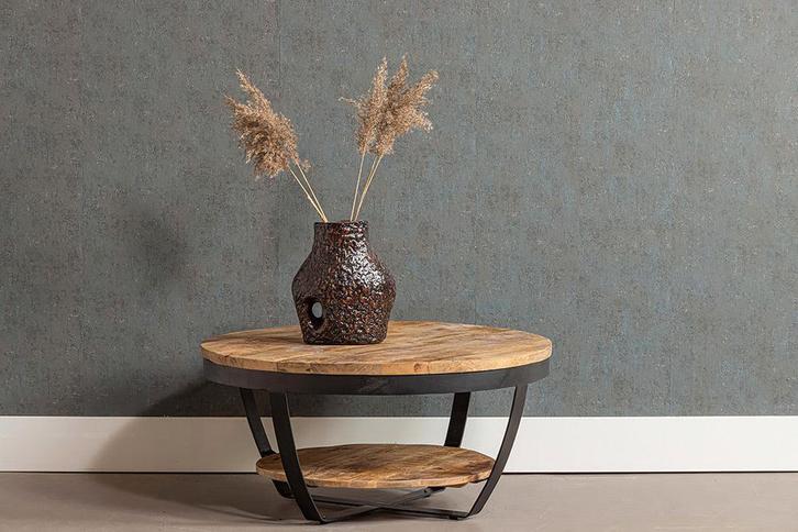 Salontafel Mangohout Maeve Rond 90 cm, Huis en Inrichting, Tafels | Salontafels, Nieuw, Verzenden