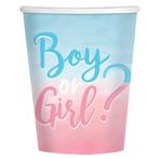 Gender Reveal Bekers 250ml 8st, Verzenden