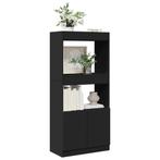 vidaXL Hoge kast 63x33x140 cm bewerkt hout zwart, Huis en Inrichting, Verzenden, Nieuw